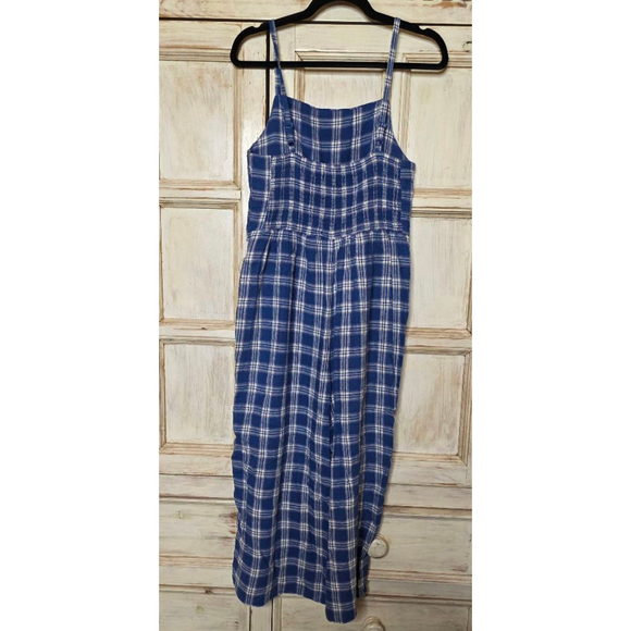 Women's Old Navy Blue White Plaid Cropped Square Neck Jumpsiit size M - Picture 5 of 10